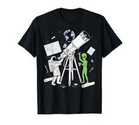 Alien and Astronaut Telescope Line Camiseta