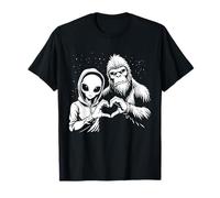 Alien and Bigfoot Love - Letrero de mano retro vintage Camiseta