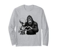 Alien and Bigfoot Love - Letrero de mano retro vintage Manga Larga