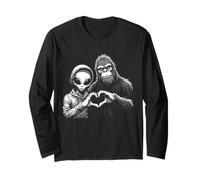 Alien and Bigfoot Love - Letrero de mano retro vintage Manga Larga