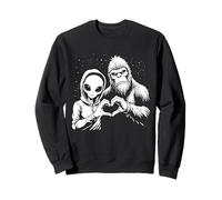 Alien and Bigfoot Love - Letrero de mano retro vintage Sudadera