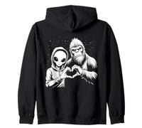 Alien and Bigfoot Love - Letrero de mano retro vintage Sudadera con Capucha