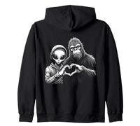 Alien and Bigfoot Love - Letrero de mano retro vintage Sudadera con Capucha