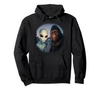 Alien and Bigfoot Sasquatch Timbre Cámara Ver Diseño Regalo Sudadera con Capucha