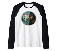 Alien and Bigfoot Sasquatch UFO Timbre Cámara Ver Diseño Camiseta Manga Raglan