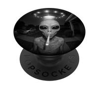 Alien At Your Door: Divertido Timbre con Forma de ovni, Space Life Art PopSockets PopGrip Adhesivo