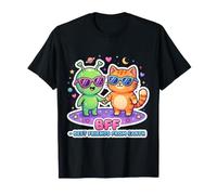 Alien Best Friends Forever Cute Cat y Alien al Estilo Y2K Camiseta