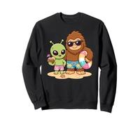 Alien Bigfoot Beach Vacaciones Divertidos Amigos Criptídos Sudadera