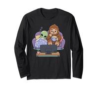 Alien Bigfoot Noche de Cine Funny Cryptid Friends Manga Larga