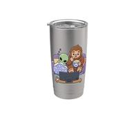 Alien Bigfoot Noche de Cine Funny Cryptid Friends Vaso térmico de acero inoxidable de doble pared