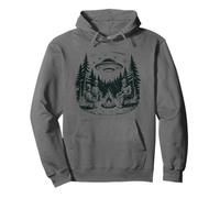 Alien Bigfoot UFO Campfire Night Forest Escena Sudadera con Capucha