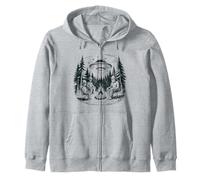 Alien Bigfoot UFO Campfire Night Forest Escena Sudadera con Capucha