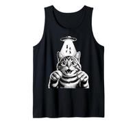 Alien Cat Selfie UFO Gifts Men Women Graphic Tees Funny Cat Camiseta sin Mangas