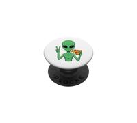 Alien Comer Pizza Paz Signo Verde Extraterrestre Alienígena PopSockets PopGrip Adhesivo