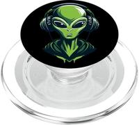 Alien con Auriculares - Diseño Minimalista Techno & Rave PopSockets PopGrip para MagSafe