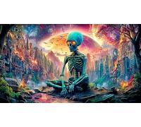 Alien-con-Ojos-Brillantes-en-Espacio Puzzle de 1000 Piezas para Adultos Cartón 100% Reciclado para la Familia 75x50cm/1000pcs