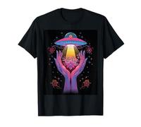 Alien Contacto Floral Cósmico Vida Invisible Misterio Celestial Camiseta