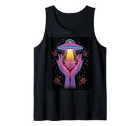 Alien Contacto Floral Cósmico Vida Invisible Misterio Celestial Camiseta sin Mangas