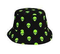 Alien Cool - Gorro de pescador con estampado negro y verde para adultos, mujeres, hombres, niñas y niños, unisex, Black1, Talla única