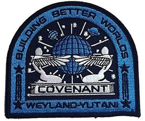 Alien Covenant Weyland Yutani Construyendo parches bordados de hierro en mundos mejores (100 mm x 90 mm)