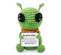 Alien de Ganchillo, Peluche Amigurumi Hecho a Mano, Suave Criatura Espacial, Juguete Apoyo Emocional, Regalos de Motivación Decoración de Fiestas, para Mujeres Hombres Compañeros de Trabajo Amigos