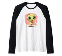 Alien de San Valentín para una aventura de amor con temática espacial Camiseta Manga Raglan