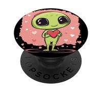 Alien de San Valentín para una aventura de amor con temática espacial PopSockets PopGrip Adhesivo