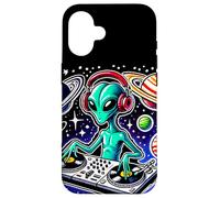 Alien DJ Funny Cosmic Space Rave EDM Music Festival Carcasa para iPhone 16
