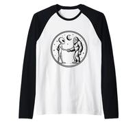 Alien Espacial reunión Bigfoot y estrechar la Mano Camiseta Manga Raglan