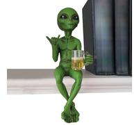 Alien Figurine - Tipsy Space Visitor Sculpture, Humorous Galaxy Bar Character with Detailed Resin Craft Comical Party Pose Display Accent Attention Grabber, Ideal for Lounge Shelf Balcony Yard Bedroom