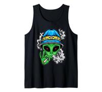 Alien Fumar Hierba Divertido Marihuana Alien UFO Cannabis 420 Camiseta sin Mangas