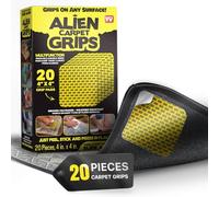 Alien Grip Rug Gripper - Cinta adhesiva para alfombras, 20 unidades, 4 x 4 pulgadas, madera dura antideslizante, suelo de azulejos, sin daños, reutilizables de doble cara, almohadillas de esquina