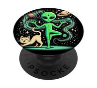 Alien Haciendo un Yoga - Yoga Pose - Espacio - Plancton PopSockets PopGrip Adhesivo