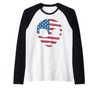 Alien Head Bandera Americana Patriótica - I Love USA America Fan Camiseta Manga Raglan