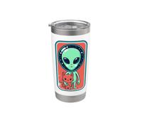 Alien Head Cat Lover Extraterrestre Extraterrestre UFO Espacio Vaso térmico de acero inoxidable de doble pared