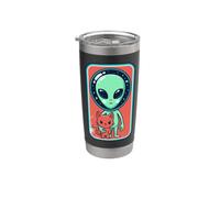 Alien Head Cat Lover Extraterrestre Extraterrestre UFO Espacio Vaso térmico de acero inoxidable de doble pared
