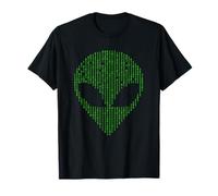 Alien Head Código Binario Ciencia Programación Nerd Camiseta