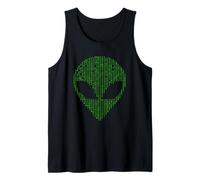 Alien Head Código Binario Ciencia Programación Nerd Camiseta sin Mangas