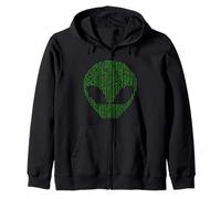 Alien Head Código Binario Ciencia Programación Nerd Sudadera con Capucha