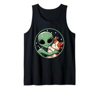 Alien Hugging Cat UFO Moon Day Ciencia ficción Gatito Amante Felino Camiseta sin Mangas