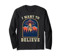 Alien Hunter UFO Area 51 Believe Flying Saucer Encuentro Manga Larga