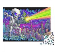 Alien Invasion Cityscape Art Print Rompecabezas Imposible,desafío para Adultos Juego Educativo 1000 Piezas Obra De Arte De Juego De para Adultos, Regalos A Partir De 14 Años 38x26cm/1000pcs