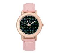 Alien Jeroglyphs Symbols - Reloj de pulsera para mujer, elegante, analógico, de cuarzo, correa de piel