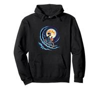Alien & Kid Flying Bike - Retro Moon Ride Graphic Sudadera con Capucha