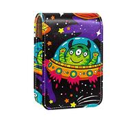 Alien Monsters - Estuche portátil para pintalabios con diseño de monstruos de dibujos animados con espejo para mujer, Varios colores, 9.5x2x7 cm/3.7x0.8x2.7 in
