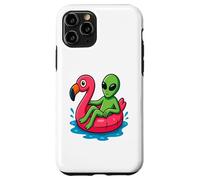 Alien on Flamingo Float Divertido Verano Piscina Dibujos Animados Arte Carcasa para iPhone 11 Pro
