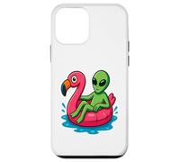 Alien on Flamingo Float Divertido Verano Piscina Dibujos Animados Arte Carcasa para iPhone 12 mini