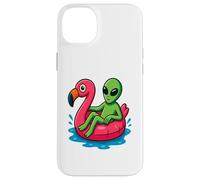 Alien on Flamingo Float Divertido Verano Piscina Dibujos Animados Arte Carcasa para iPhone 14 Plus