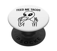 Alien Peace Love Tacos tee - Funny UFO Food Lover Tees PopSockets PopGrip Adhesivo