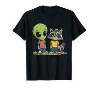 Alien & Raccoon Buddies | Divertido diseño de Dibujos Animados Camiseta
